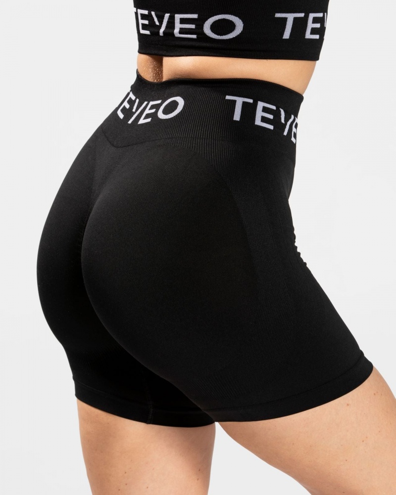 Short Teveo Signature Scrunch Femme Noir | 9058-NDXIE