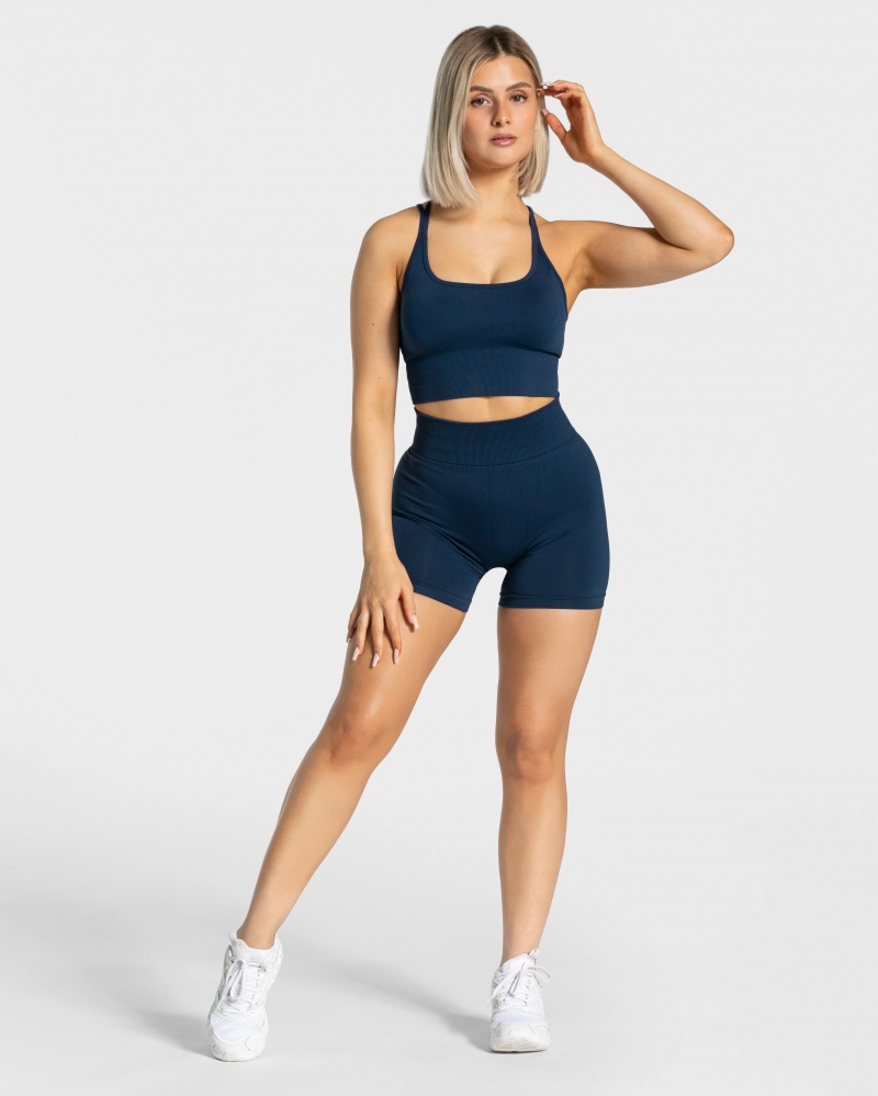 Short Teveo Statement Scrunch Femme Bleu Foncé | 2134-TQWAO