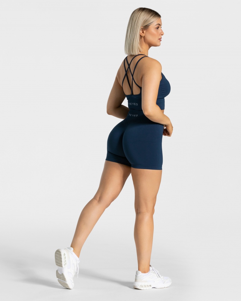 Short Teveo Statement Scrunch Femme Bleu Foncé | 2134-TQWAO