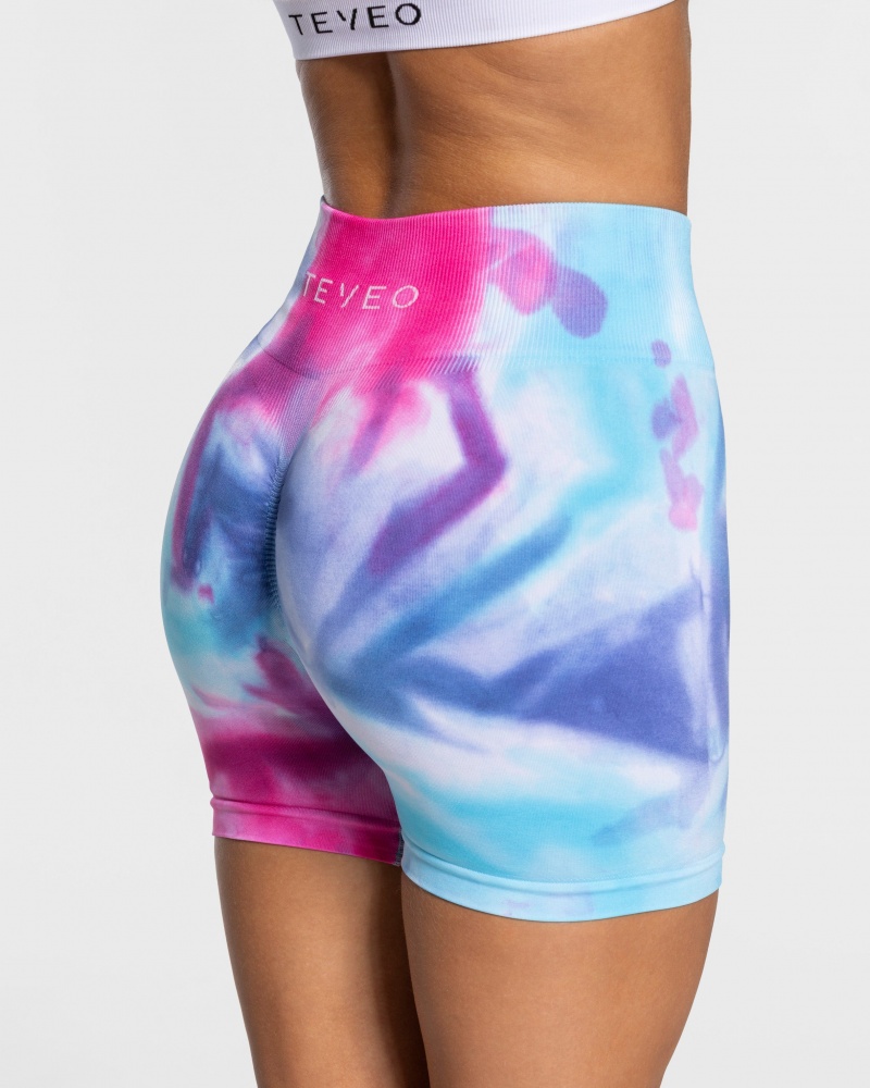 Short Teveo Tie Dye Scrunch Femme Multicolore | 8420-SWUYV