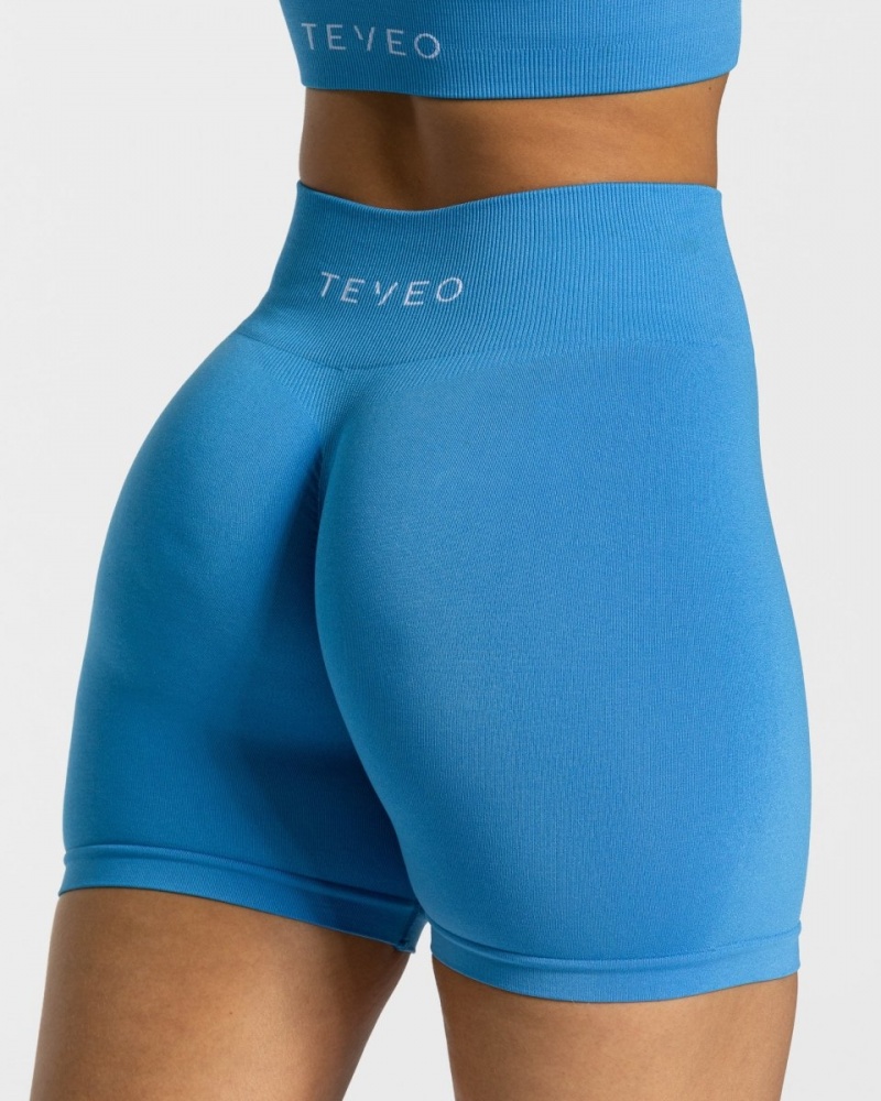 Short Teveo Timeless Scrunch Femme Bleu | 6793-QPNCB