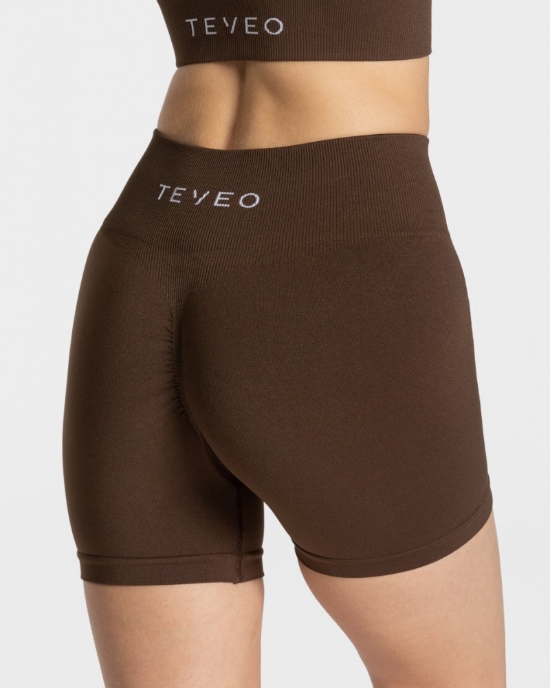 Short Teveo Timeless Scrunch Femme Marron Foncé | 4356-MJTQW