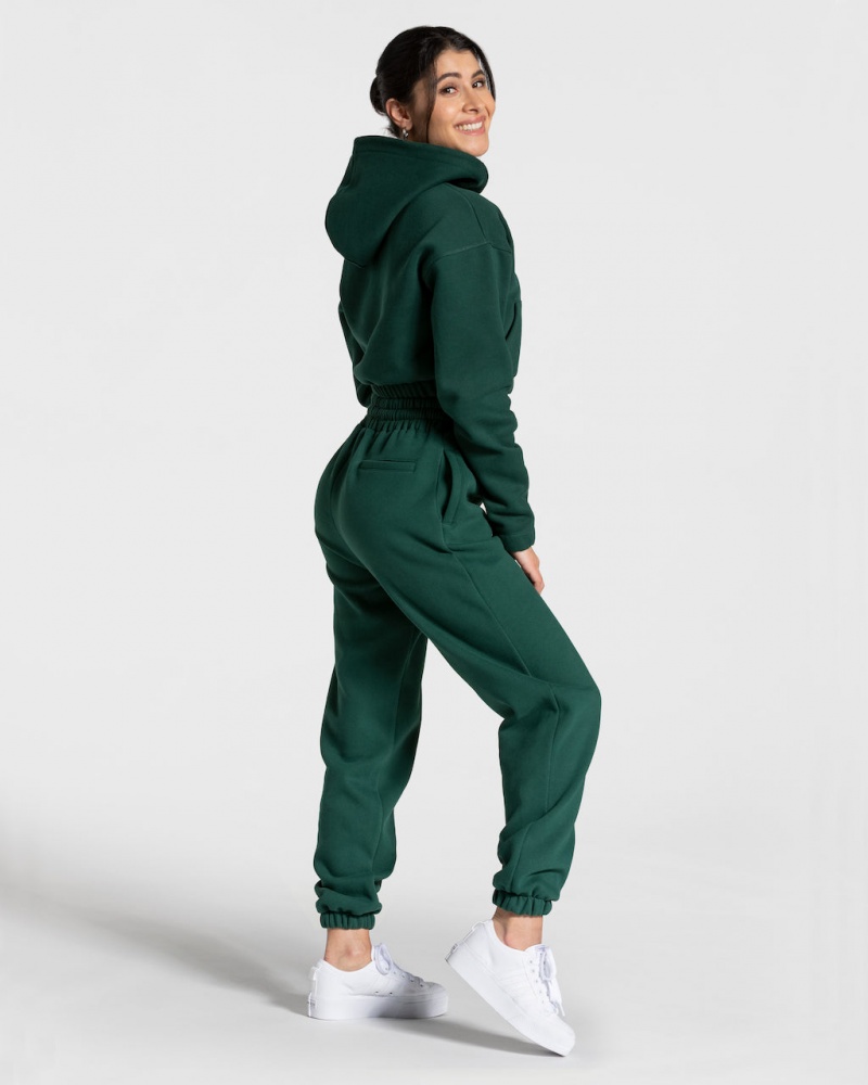 Sweat a Capuche Teveo College Zip Femme Vert Foncé | 6495-XOJFR