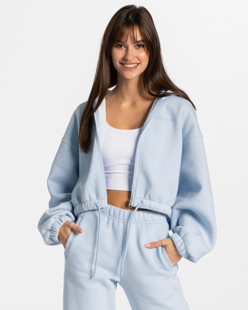 Sweat a Capuche Teveo Iconic Oversized Zip Femme Bleu | 5973-VMFCU