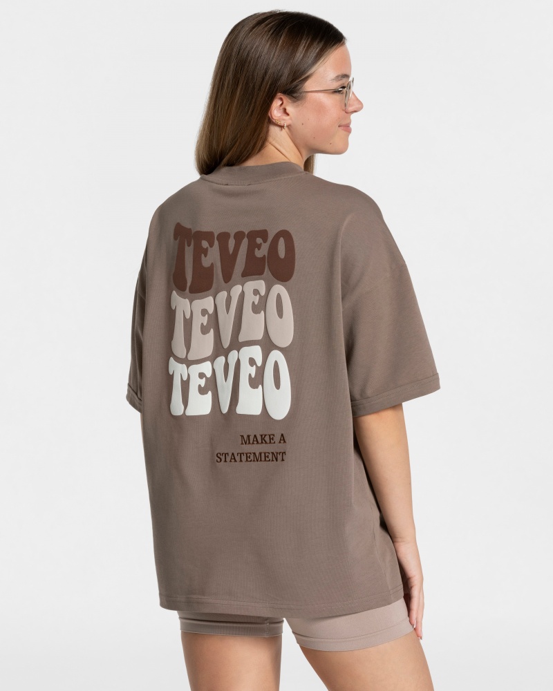 T Shirts Teveo Candy Oversized Femme Beige | 4175-HVGZI