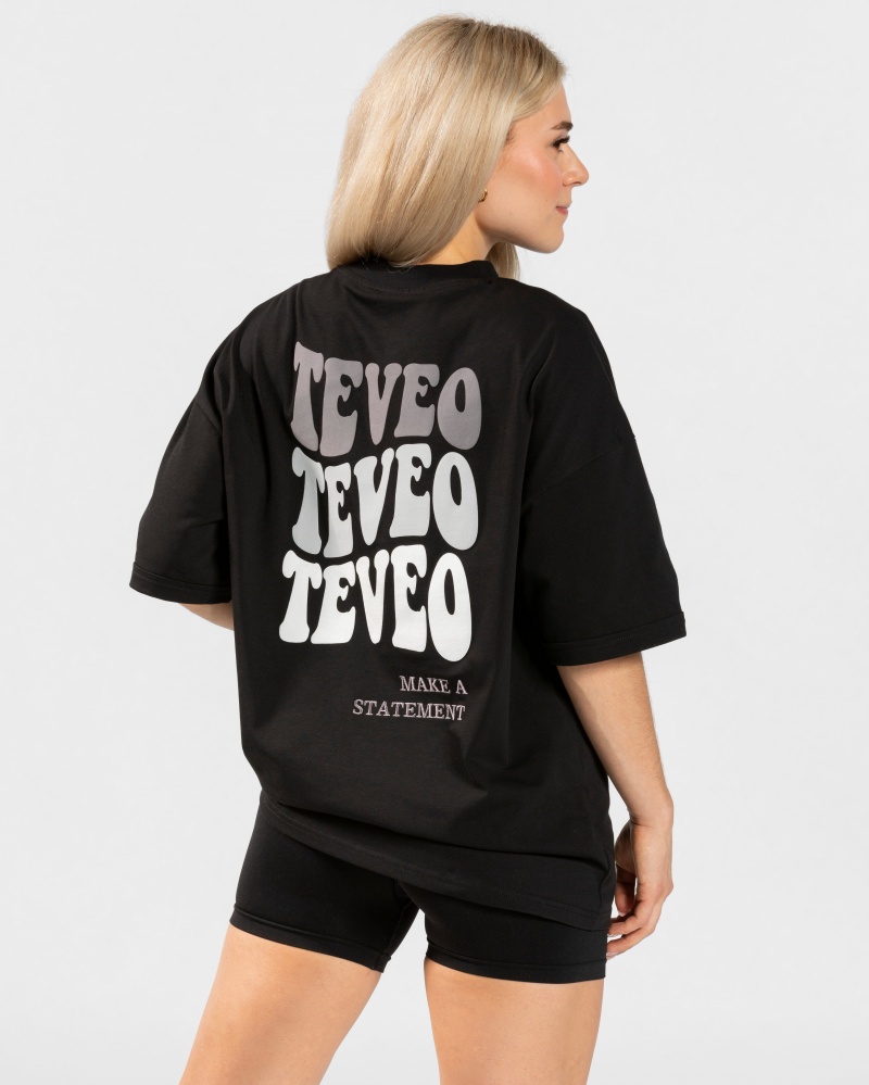 T Shirts Teveo Candy Oversized Femme Noir | 6527-GCNBS