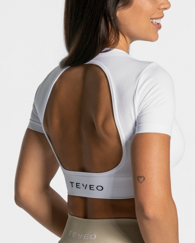 T Shirts Teveo Everyday Cut Out Femme Blanche | 3789-ESWNA