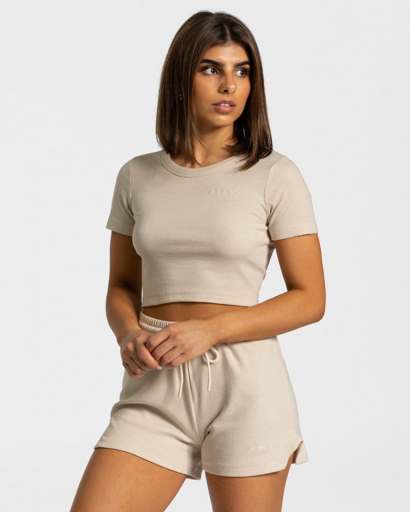 T Shirts Teveo Lounge Femme Beige | 8271-JMKYI