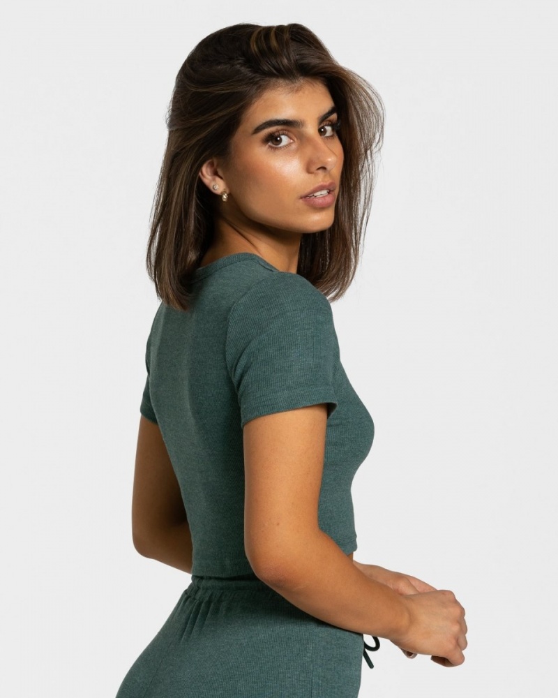 T Shirts Teveo Lounge Femme Vert Foncé | 8456-CXPZJ