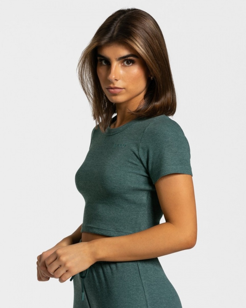 T Shirts Teveo Lounge Femme Vert Foncé | 8456-CXPZJ