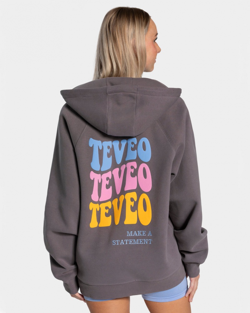 Vestes Teveo Candy Oversized Femme Grise Foncé | 4026-XSOZJ