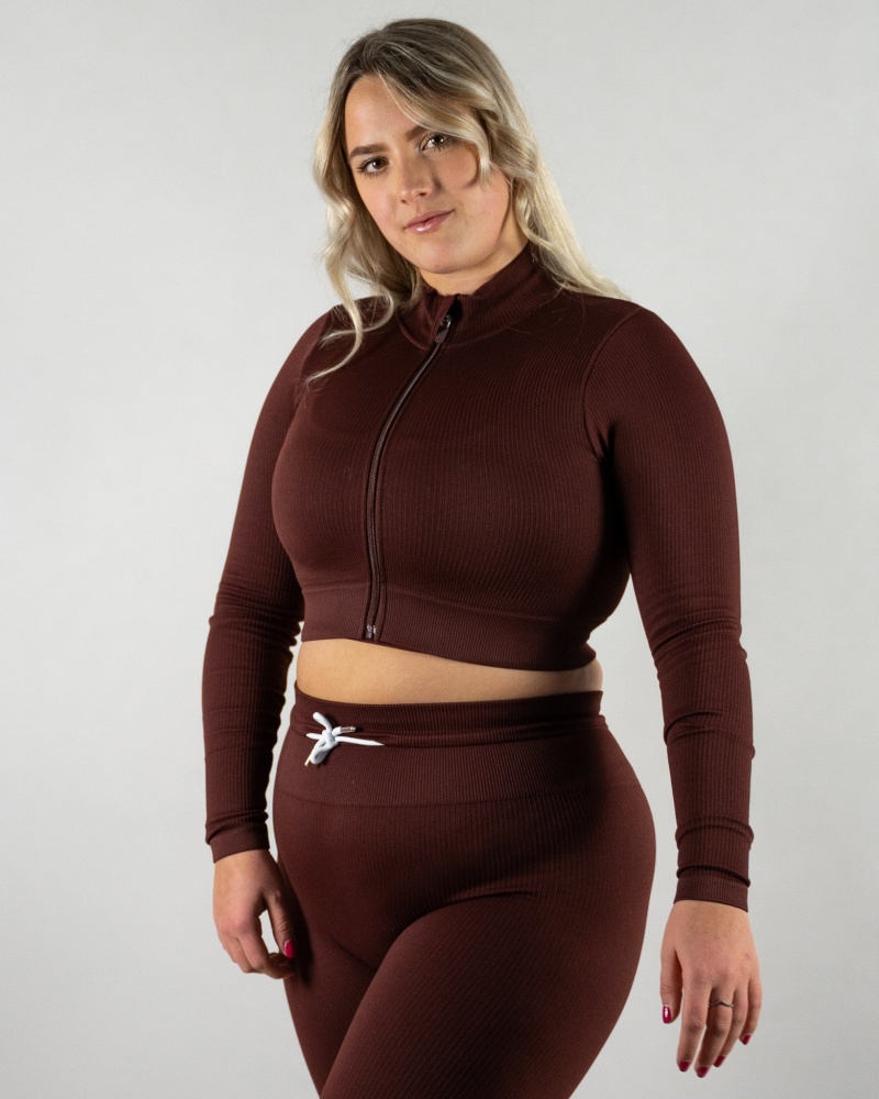 Vestes Teveo Nervuré Zip Femme Bordeaux | 4935-UVOCR