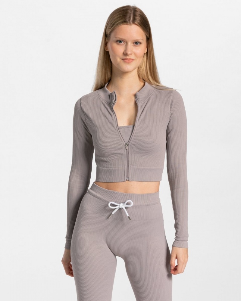 Vestes Teveo Nervuré Zip Femme Grise | 4379-RUHDT