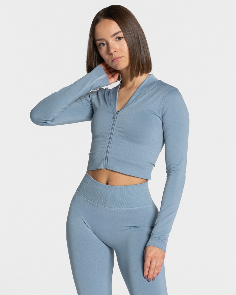 Vestes Teveo Statement Zip Femme Grise Bleu | 8604-WAEOY